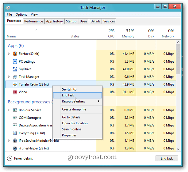 Как да затворите приложенията за Windows 8 Style
