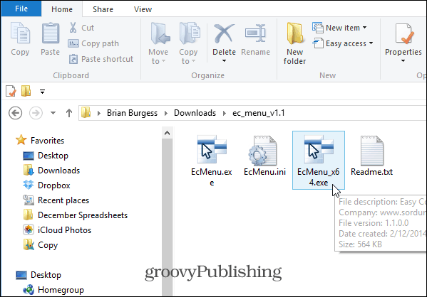 Добавяне на елементи в менюто с контекстното меню на Windows с левия път