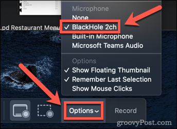 изберете аудио опции на Mac