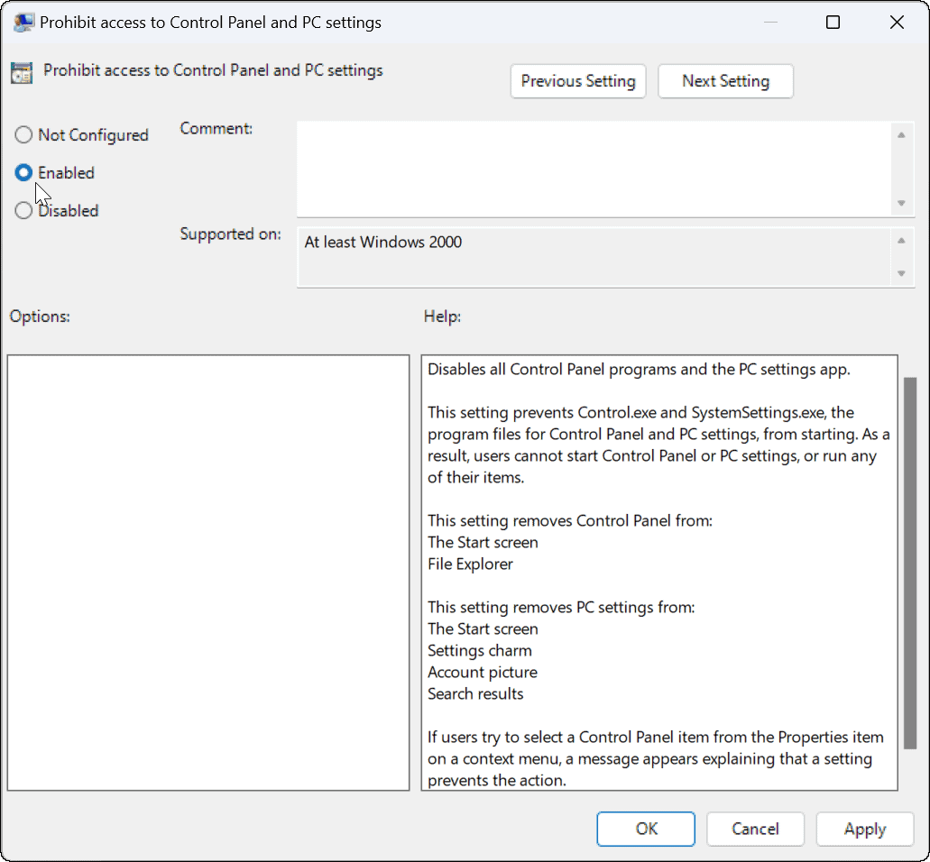 Блокирайте потребителите от настройките в Windows 11
