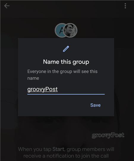 Име на групата Google Duo