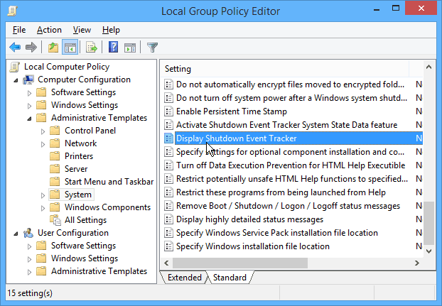 Windows Shutdown Event Tracker Monitor Системи за рестартиране