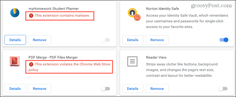 Потенциално вредни разширения за Chrome