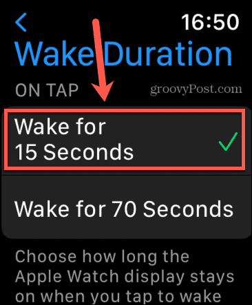 събуждане на Apple Watch за 15 секунди