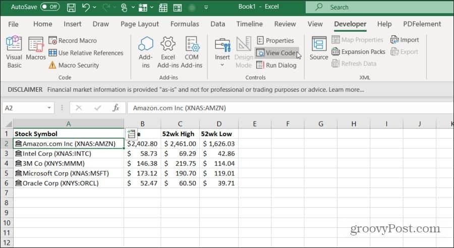 преглед на vba код в excel