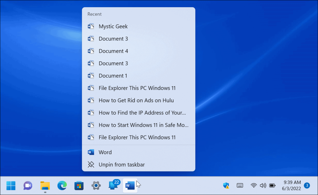 Списъци за прескачане на Windows 11