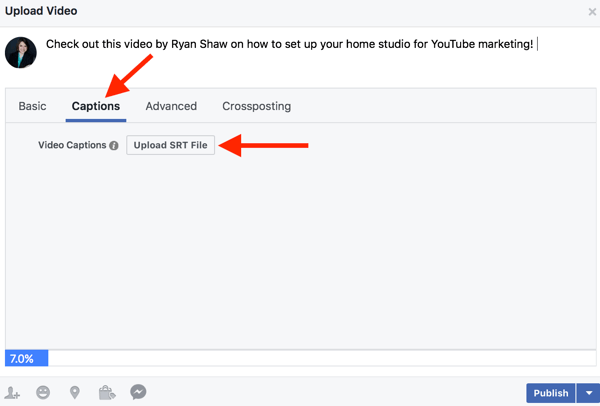 Facebook бизнес страниците могат да добавят SRT файлове към собствени видеоклипове.