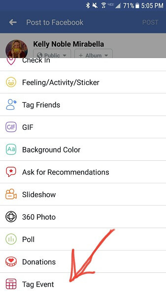 Facebook добавя опцията за маркиране на събитие при актуализации на състоянието на мобилно устройство.