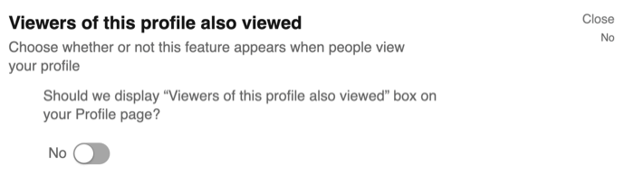 Зрителите на този профил също са гледали опция в настройките за поверителност на LinkedIn