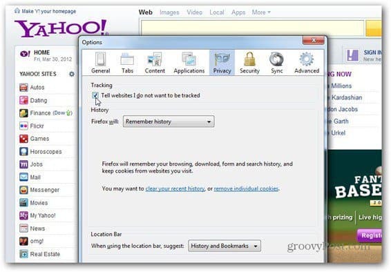 Yahoo прегръща не проследявайте: как да го активирате
