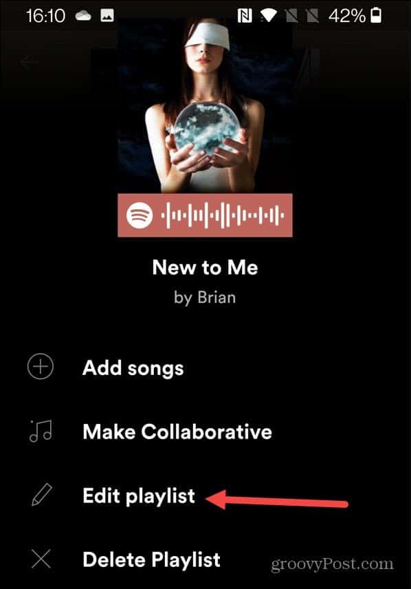 редактиране на плейлист spotify android
