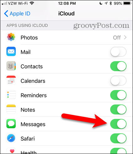 Включете Съобщения в iCloud в iOS