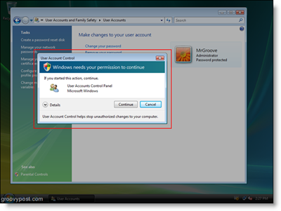 Windows Vista UAC подкана за достъп