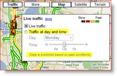 Настройки на живо в Google Maps на ден и час