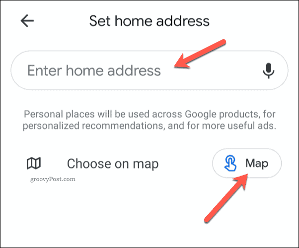 Задаване на домашен адрес на Google Maps на мобилно устройство