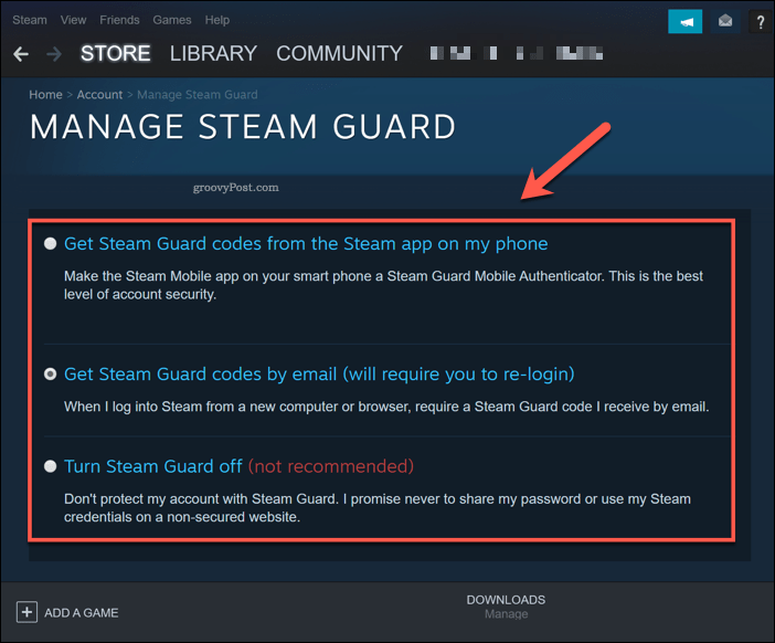 Управление на Steam Guard в Windows 10