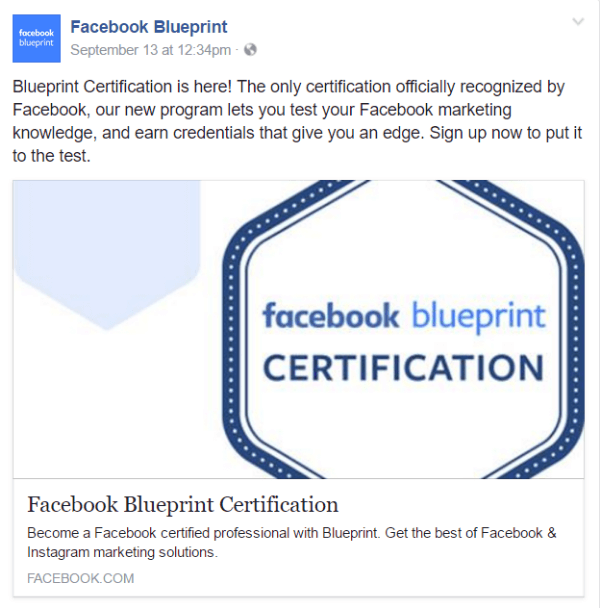 сертифициране на фейсбук план