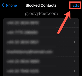 iphone редактиране на блокирани контакти