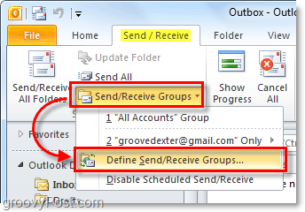 изпращате групи за получаване в Outlook 2010