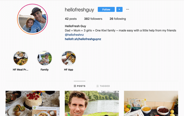 Как да наемем платени социални влиятели, пример за Instagram емисия от @hellofreshguy