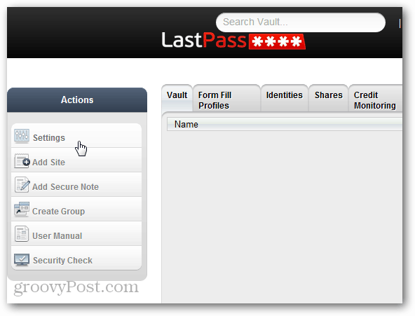 Настройки за действия на LastPass