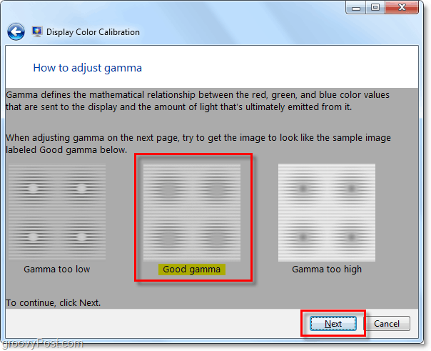 опитайте да съответствате на пример за гама на Windows 7