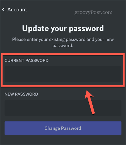 discord текуща парола