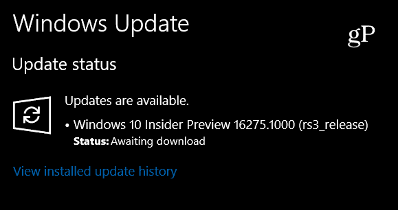 Windows 10-натрупване 16275