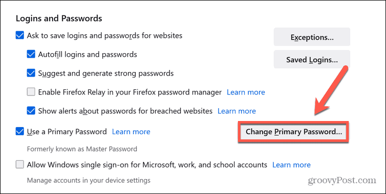firefox промяна на паролата