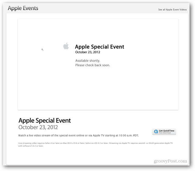 Apple Streaming специално събитие в Apple.com, днес