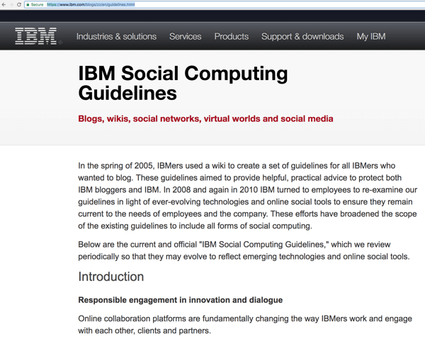 Насоките на IBM за социални изчисления помагат на персонала да се ангажира с аудиторията си, за да повиши осведомеността и да намери потенциални клиенти. 