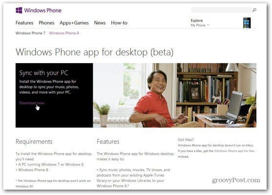 изтегляне на софтуер за Windows Phone 8