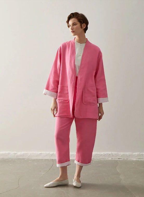 lcwaikiki кимоно панталон костюм розов
