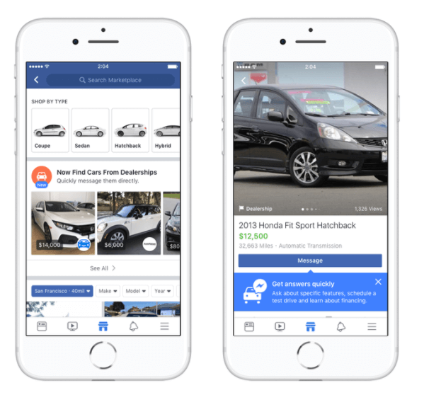 Facebook Marketplace си партнира с лидерите в автомобилната индустрия Edmunds, Cars.com, Auction123 и други, за да улесни купуването на автомобили за купувачите в САЩ.