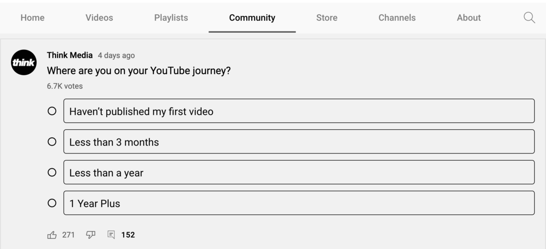изображение на анкета в раздела " Общност" на канала в YouTube