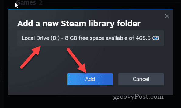 Добавете ново устройство за библиотека Steam