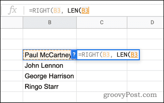 Използване на функцията LEN в Google Sheets