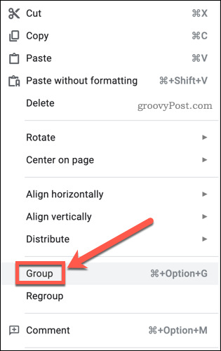 Алтернативна групова опция в Google Slides