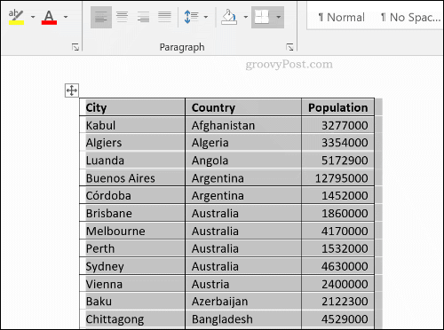 Сортирана таблица в Microsoft Word