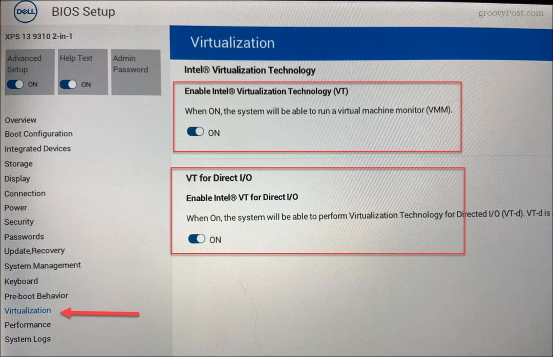 BIOS Активирайте виртуализацията