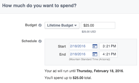 функция за рекламен бюджет във facebook
