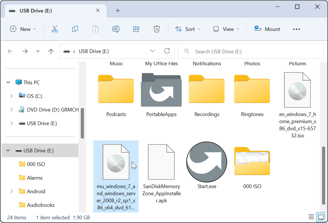Монтирайте ISO изображение на Windows 11