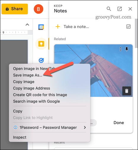 Запазване на изображение в Google Slides на компютър