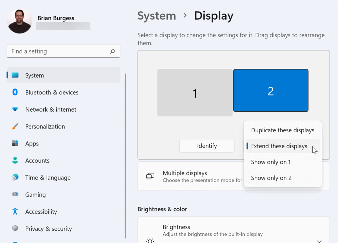 Разширете настройките на монитора на дисплея Windows 11