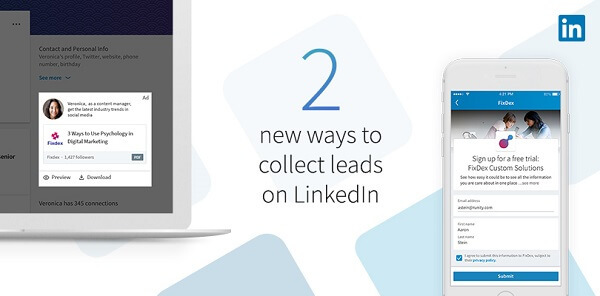 LinkedIn представи два нови начина за събиране на потенциални клиенти с новите форми за спонсорирано съдържание на LinkedIn.