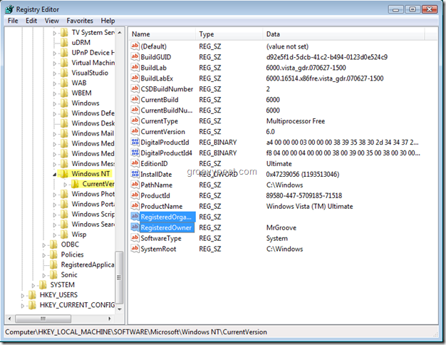 Снимка на Windows Registry Editor