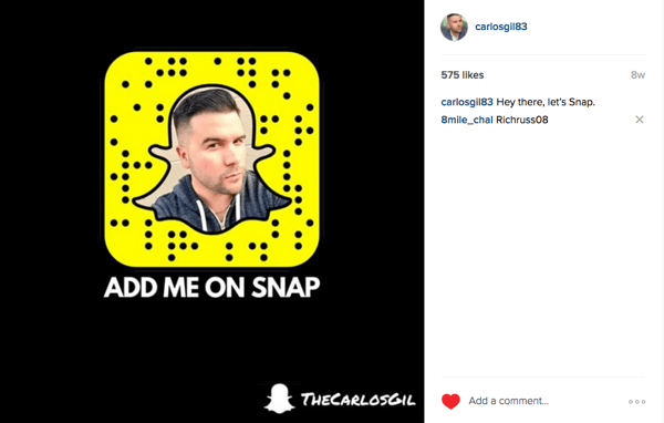 instagram реклама за популяризиране на Snapchat пример