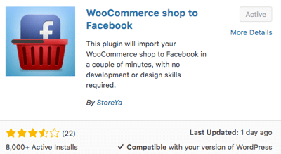 Изберете и активирайте приставката WooCommerce Shop to Facebook.
