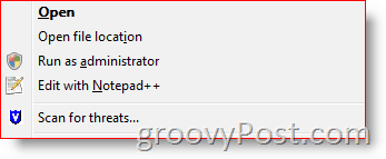 Добавете Изпълнение като различен потребител към контекстното меню на Windows Explorer за Vista и Server 2008:: groovyPost.com
