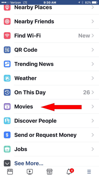 Facebook добавя специална секция за филми към основното меню за навигация на мобилното приложение.